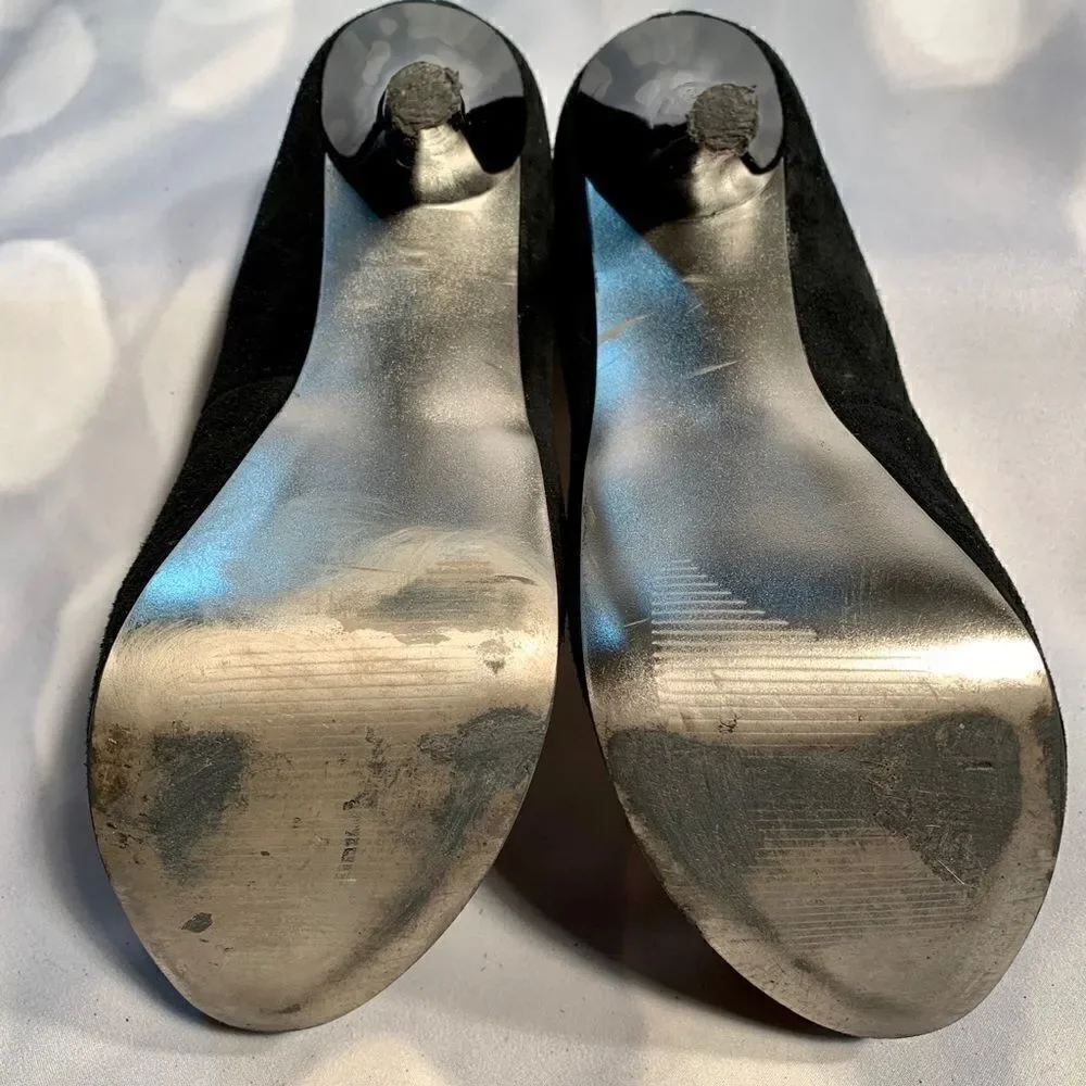 STEVE MADDEN BLACK SUEDE w 5” BLACK ACRYLIC HEEL 7